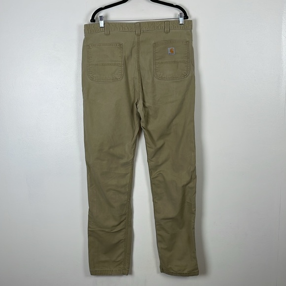 Carhartt Mens 38-36 Double Knee Staight Fit 5 Pocket Beige Relax Fit Work Pants - Picture 4 of 9